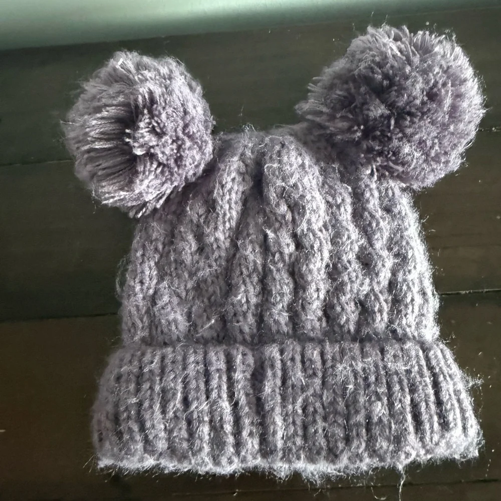 CC Boutique Lilac Knit Hat with Pom-Poms